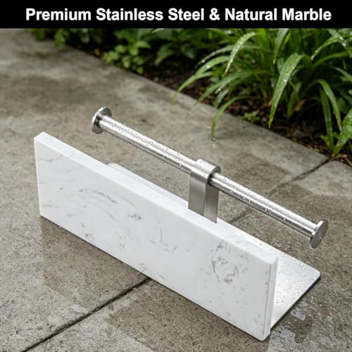 Brushed Nickel Toilet Paper Holder Wall Mount, NEWRAIN Rustproof Commercial Double Toilet Tissue Holder with Marble Phone Shelf, Stainless Steel Toilet Roll Holder for Bathroom, Washroom, Hotel, RV - color: Brushed Nickel, style: Marble