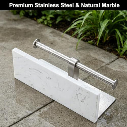 Brushed Nickel Toilet Paper Holder Wall Mount, NEWRAIN Rustproof Commercial Double Toilet Tissue Holder with Marble Phone Shelf, Stainless Steel Toilet Roll Holder for Bathroom, Washroom, Hotel, RV - color: Brushed Nickel, style: Marble