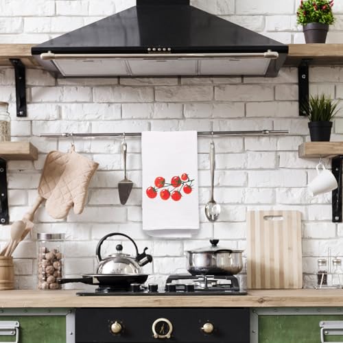Cherry Tomato Towels, Red Dish & Hand Towels for Kitchen & Bathroom, Gardener Gifts, 16x24 Inches - color: Cherry Tomato