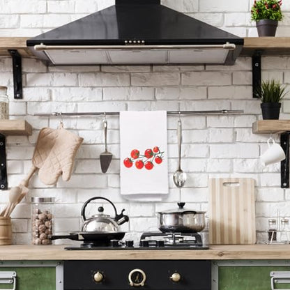 Cherry Tomato Towels, Red Dish & Hand Towels for Kitchen & Bathroom, Gardener Gifts, 16x24 Inches - color: Cherry Tomato