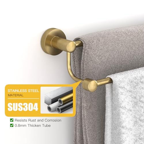 Double Towel Bar Bathroom Towel Rack Towel Rod Holder Antique Brass | Adjustable 16-26 In,Wall Mounted Towel Holder, Stainless Steel, Rustproof, Towel Bar Rod Hanger Hardware Accessories Hotel - color: Antique Brass