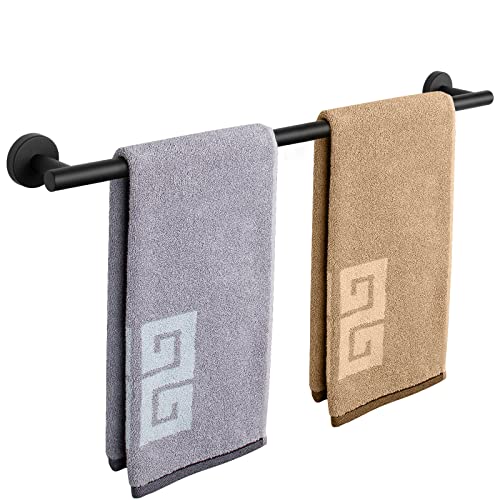 NearMoon Bath Towel Bar, Thicken Stainless Steel Shower Towel Rack Holder Wall Mounted for Bathroom, 26-lnch Overall Length-24-lnch Usable Hanging Space (1 Pack, Matte Black) - color: Matte Black, size: 26 Inch