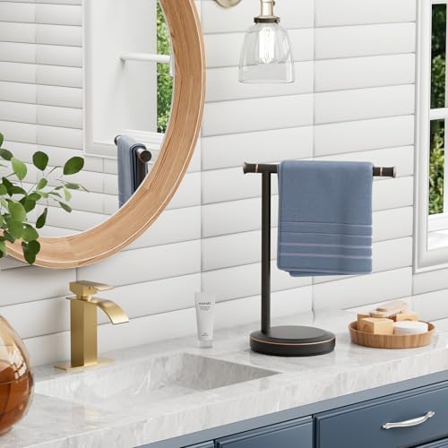 Hoimpro Hand Towel Holder Stand Bathroom Towel Bar Rack Countertop Bronze | Free Standing Towel Hanger Ring for Bathroom Kitchen Vanity Counter,13 Inch, Stainless Steel, Bath Accessories , Oil Rubber - color: Oil Rubbed Bronze