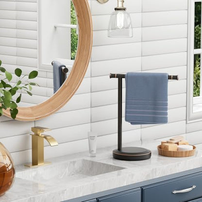 Hoimpro Hand Towel Holder Stand Bathroom Towel Bar Rack Countertop Bronze | Free Standing Towel Hanger Ring for Bathroom Kitchen Vanity Counter,13 Inch, Stainless Steel, Bath Accessories , Oil Rubber - color: Oil Rubbed Bronze
