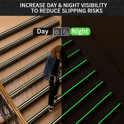 Glow in Dark Anti Slip Tape, 2" x35FT Heavy Duty Waterproof Safety Grip Tape for Stairs, Pool, Bathroom - Black & Glow Stripe Indoor/Outdoor Multi-Purpose Traction Tape - size: 2 Inch x 35 Feet