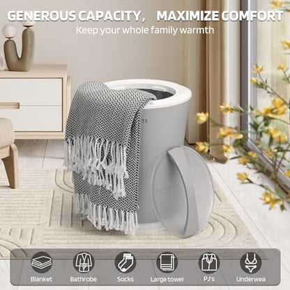 Lagute 20L Towel Warmer for Bathroom, 3-Level Timer, Warning Alarm & RGB Light, Auto Shut-Off, Heated Bucket for Bathrobe, Blanket, 40 '' x 70'' Towels, Gray - color: Gray