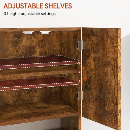 IBUYKE Bathroom Wall Cabinet Over Toilet Cabinet for Bathroom UWBS003H | with Doors and Adjustable Shelf, Towel Bar, Wall Mounted, for Laundry Room & Living Room Kitchen,Brown,Modern - color: Brown