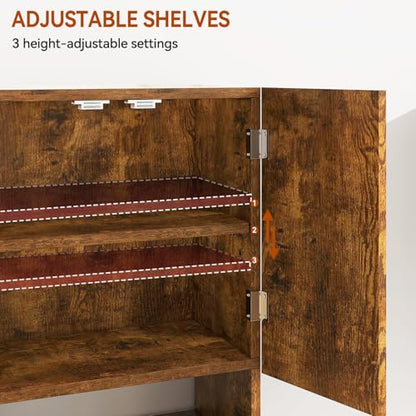 IBUYKE Bathroom Wall Cabinet Over Toilet Cabinet for Bathroom UWBS003H | with Doors and Adjustable Shelf, Towel Bar, Wall Mounted, for Laundry Room & Living Room Kitchen,Brown,Modern - color: Brown