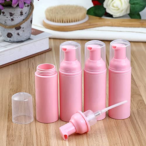 50 Pack 2 oz Foam Pump Bottles, Refillable Soap Dispenser, Daily Use | Pink foam pump bottle for diluted liquid soap, facial cleanser, body wash, shampoo, bathroom, kitchen, vanity and travel use
