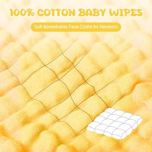 20 Pcs Baby Muslin Washcloth 12 x 12 Inch 100% Cotton Soft and Absorbent Muslin Washcloth Burp Cloth Wipe Newborn Face Towel for Baby Boy Girl Sensitive Skin(White, Light Yellow, Yellow) - color: White, Light Yellow, Yellow