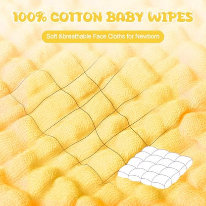20 Pcs Baby Muslin Washcloth 12 x 12 Inch 100% Cotton Soft and Absorbent Muslin Washcloth Burp Cloth Wipe Newborn Face Towel for Baby Boy Girl Sensitive Skin(White, Light Yellow, Yellow) - color: White, Light Yellow, Yellow