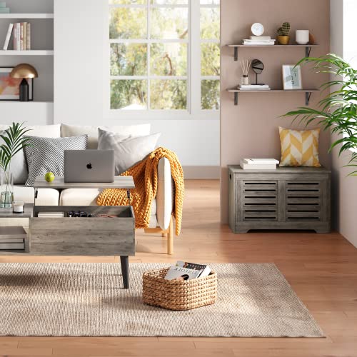 Long Wall Shelves, 31.5" Wall Mounted Shelves with Metal Brackets | Floating Book Shelves, Set of 2, Easy Assembly, Max Load 22lbs, Wall Storage Ledges, Living Room/Bathroom/Bedroom, Gray Wash - color: Grey Wash, size: 31.5 Inch