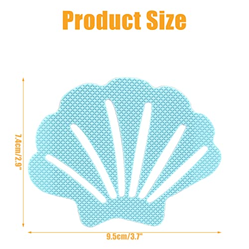 12Pcs Blue Bathtub Stickers Non Slip Shell Shaped | Safety Shower Treads, Adhesive, For Bathroom Bathtub, Shower Floor - color: Blue