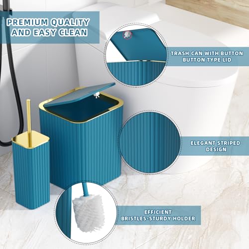 XLHOMO Bathroom Accessory Set - 26PC Bathroom Shower Curtain and Rug Set, Bathroom Accessories Set, Teal Bathroom Set with Trash Can, Toilet Brush, Qtip Holder & Soap Dispenser - style: Teal