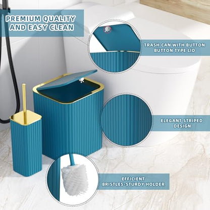 XLHOMO Bathroom Accessory Set - 26PC Bathroom Shower Curtain and Rug Set, Bathroom Accessories Set, Teal Bathroom Set with Trash Can, Toilet Brush, Qtip Holder & Soap Dispenser - style: Teal