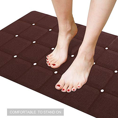 Webos Foldable Non Slip Silicon Bath Mat Bathtub mat no Suction Cups for Textured Tub and Reglazed Tub (Chocolate, 28-inch x 14-inch) - color: Chocolate