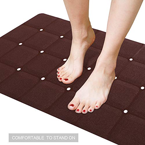 Webos Foldable Non Slip Silicon Bath Mat Bathtub mat no Suction Cups for Textured Tub and Reglazed Tub (Chocolate, 28-inch x 14-inch) - color: Chocolate