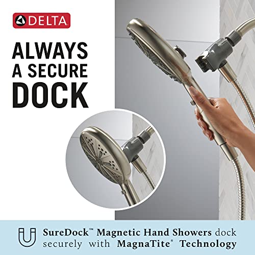 Delta Faucet 6-Spray SureDock Magnetic Shower Head with Handheld Spray, Gold Shower Head with Hose, Showerheads & Handheld Showers, Handheld Shower Heads, Hand Shower, Champagne Bronze 75613-CZ - color: Champagne Bronze
