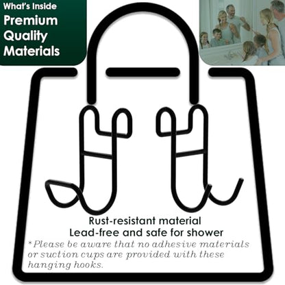 Shower Caddy Hooks, Razor Hanger for Shelf and Loofah (Black - 1 Closed 1 Open) - color: Black - 1 Closed 1 Open