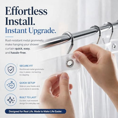 EHZNZIE Frosted Shower Curtain Liner 72x84, PEVA Waterproof Bath Curtain, No Chemical Smell, 3 Weighted Magnets, Durable with Rustproof Metal Grommets - color: Frosted, size: 72"W x 84"L (Pack of 1)