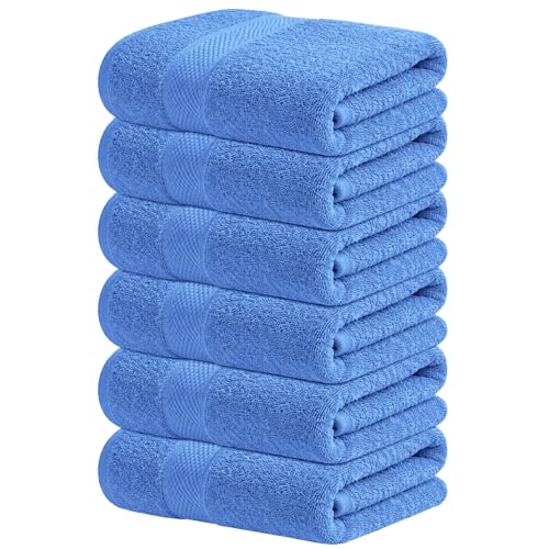 Infinitee Xclusives 100% Cotton Hand Towels for Bathroom - Set of 6 | Ultra Soft, Absorbent & Quick-Drying |16x28 inches| Luxury Hand Towel Set |600 GSM| Gym, Shower, Spa & Hotel Use - color: Eloquent Blue, size: Hand Towels - 6 Pack