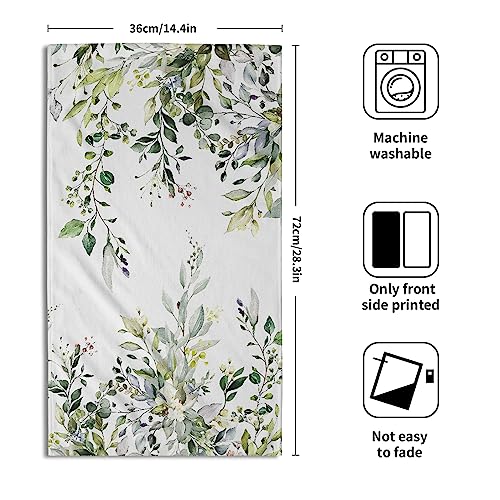 Giwawa Green Eucalyptus Hand Towels Set of 2 Sage Leaves Soft Absorbent Small Bath Towel Kitchen Dish Guest Towel for Bathroom Hotel Gym Spa - color: Eucalyptus Leaf