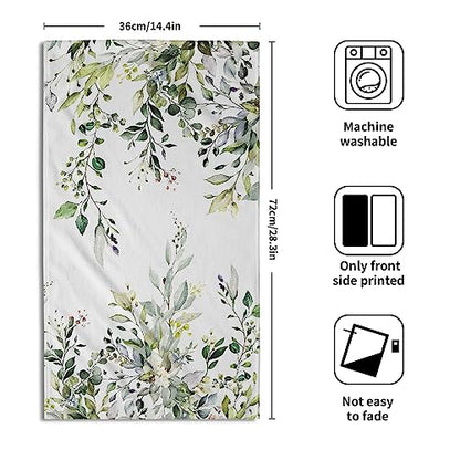 Giwawa Green Eucalyptus Hand Towels Set of 2 Sage Leaves Soft Absorbent Small Bath Towel Kitchen Dish Guest Towel for Bathroom Hotel Gym Spa - color: Eucalyptus Leaf
