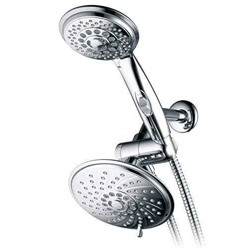 HotelSpa - Shower Heads with Handheld Spray - High Pressure Shower Head - 6 Inch Showerhead, 4 Inch Handheld Shower Head - 2-in-1, 30-Setting Shower Heads, 5-to-7 Foot Shower Hose, Showerspa (Chrome) - color: Chrome