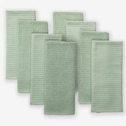Thyme and Sage 100% Cotton Turkish Kitchen Hand Towel Set, Sage, 8 Pack | Premium Materials, 16"x26", Made in Turkey, Ultra Absorbent, 350 GSM - color: Sage, size: Pack of 8