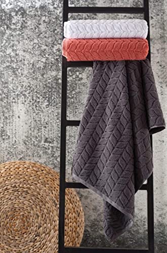 BAGNO MILANO Turkish Cotton Bath Towels, Hand Towels - Soft Plush Jacquard Collection - Highly Absorbent Towel Set (Grey, Bath Sheet 35x70) - color: Grey, size: Bath Sheet 35x70