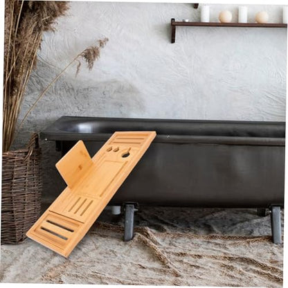 Expandable Bamboo Bathtub Tray for Bath Table Portable Storage Organizer