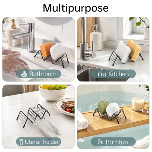 Stainless Steel Soap Dish Self Draining Bar Soap Holder, Black | Reversible Design Fits 2-3 Bars, Rustproof, Easy to Clean, Space Saving, Non Slip, for Bathroom, Shower, Kitchen - color: Black, size: 5.8" x 2.5"(no tray)