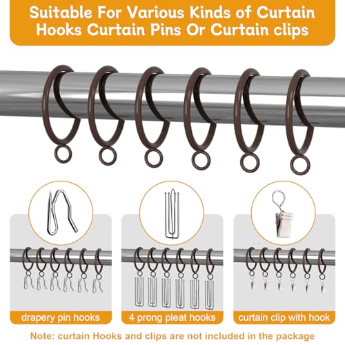 42 PCS Curtain Rings, 1.5 inch Metal Curtain Drape Sliding Eyelet Rings-Hanging Rings for Curtains and Rods, Fits Up to 1 1/4-Inch Rod, Antique Bronze(Clips Not Included) - color: Antique Bronze