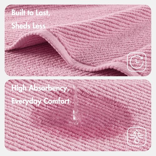 Madison Park 100% Zero Twist Cotton 6 Piece Bathroom Washcloth Set, Pink | 13" x 13" Bath Face Towels, 500 GSM Diagonal Ribbed Wash Cloths, Soft, Quick Dry, Highly Absorbent, Durable, Modern, OEKO TEX - color: Pink, size: 6 Piece Washcloth Towel Set