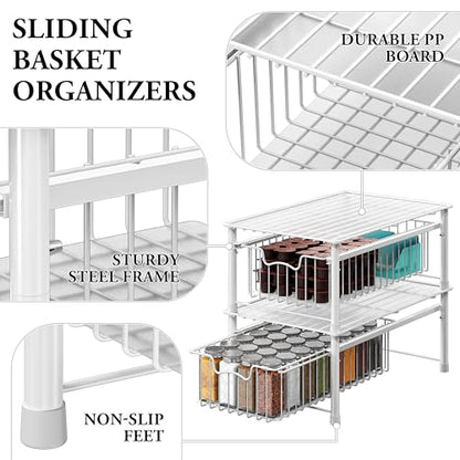 Simple Houseware Stackable Basket Drawer, White - color: White, size: 1-tier