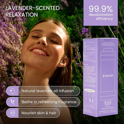 Vitamin C Shower Filter and Water Softener for Hard Water - Aromatherapy Shower Head Attachment - Universal Fit, No Tools - Reduces Dry, Itchy Skin and Nourish Hair - Lavender-Scented - style: Lavender
