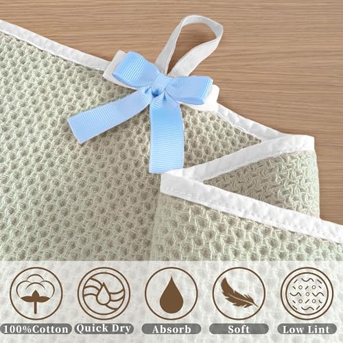 VOOVA & MOVAS Waffle Bathroom Towels 2 Pack, 100% Cotton, 57x33 in, Beige | Suitable for Bathroom & Shower Use, Built-in Hanging Loop, White Piping, Waffle Weave Construction - color: White Piping, size: 2PC Bath Towels (33"x57")