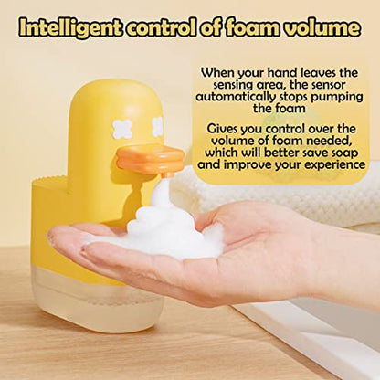 Seawah Automatic Foaming,Rechargeable Cute Bubble Duck Touchless Hand Foam Soap Dispenser for Bathroom,Smart Electric Sensor Soap Dispenser Kitchen(Yellow) - color: Yellow