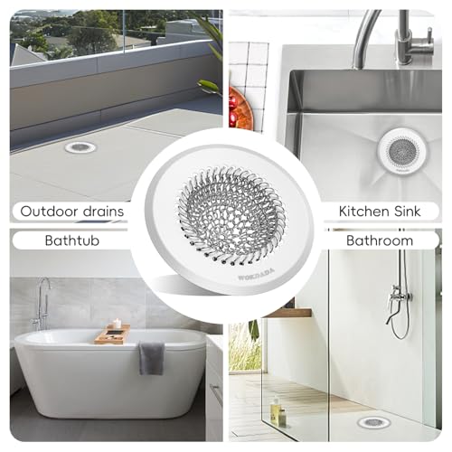 Hair Trap for Shower Drain, 4.4" Anti-Clog Tub Drain Cover, Silvery White | Reversible Flip Clean, Anti-Clog Mesh, Fast Drainage, Anti-Slip Base, Rust-Proof, for Bathtub & Shower Drains, Patented - color: Silvery White