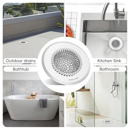 Hair Trap for Shower Drain, 4.4" Anti-Clog Tub Drain Cover, Silvery White | Reversible Flip Clean, Anti-Clog Mesh, Fast Drainage, Anti-Slip Base, Rust-Proof, for Bathtub & Shower Drains, Patented - color: Silvery White