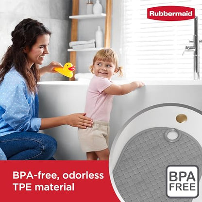 Rubbermaid INSTAMAT Bath Tub Shower Mat, Non-Slip Tub Mat with Suction Cups, Bath Mat Hangs on Showerhead for Quick Dry, 27.2 x 15.2 Inch, BPA-Free, Easy to Clean, for Inside Tub or Shower, Grey - color: Grey