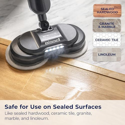 BISSELL Spinwave SmartSteam Steam Cleaner Mop, Swivel Steering, 3897A | SmartSteam sanitizes hard floors; LED headlights; corded electric for scrubbing and sanitizing - style: SpinWave SmartSteam