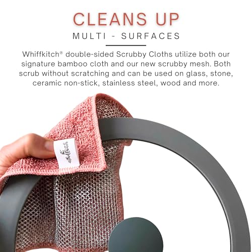 Scrubbing Dishcloths 2ply Mesh Scrub Reusable Dishrag 6pk 6x7in | 2-Sided Bamboo-Rayon Kitchen Cloth + Silver Mesh, Non-Scratch, Thin, Ultra-Light, Durable, Fast-Drying, Odorless, Washable - color: Sunset Solids, size: 6" x 7" -6 Pack