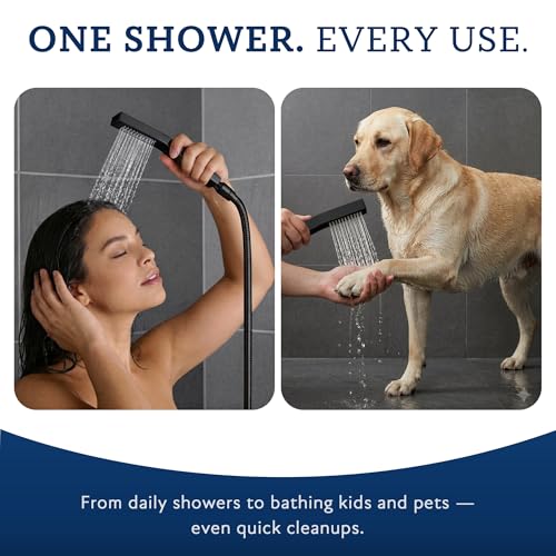 G-Promise All Metal 10" Dual Square Shower Head Combo | Rain Shower Head | Handheld Shower Wand | Adjustable | 3-Way Diverter | 71" Extra Long Hose - A Bathroom Upgrade (Matte Black) | Built to Last, Easy Install, Adjustable Height & Angle for All Heights