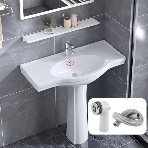 QRITY 1 PCS Overflow Pipe, 29x29mm Round Interface, Kitchen Sink Drain Pipe Kit, Silver, ABS Plastic, Bathroom Sink Overflow Head, 450mm Length - style: Style-B