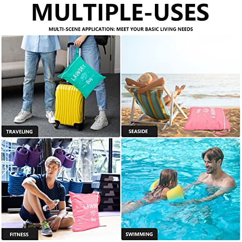 2 Pcs Large Travel Laundry Bag Waterproof Wet Dry Bag Washable Dirty Clothes Bag Bathing Suit Workout Bag for Gym Clothes Laundry Wet Clothes Swimming Yoga - color: Pink+Blue