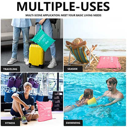 2 Pcs Large Travel Laundry Bag Waterproof Wet Dry Bag Washable Dirty Clothes Bag Bathing Suit Workout Bag for Gym Clothes Laundry Wet Clothes Swimming Yoga - color: Pink+Blue