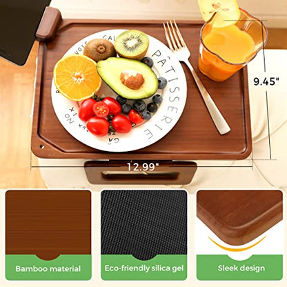 Smatdecis Couch Arm Tray Table Sofa Arm Clip, Armrest Tray Table Suitable for Home Drinks/Fast Food/Fruit Etc, Large Size Multi-Function Brown(360° Rotating Stand B) - color: Brown, size: 13" x 9.4"(360°B)