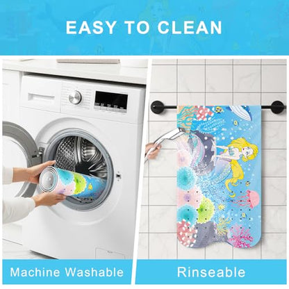 Upgrade Cartoon Baby Bath Mat Non Slip - 40"x16" Extra Long Bathtub Mat for Baby Eco Friendly Durable Bath Mat for Tub Non Slip Kids Tub Mat with Suction Cups, Machine Washable and No Fading, Mermaid - color: E-mermaid-2