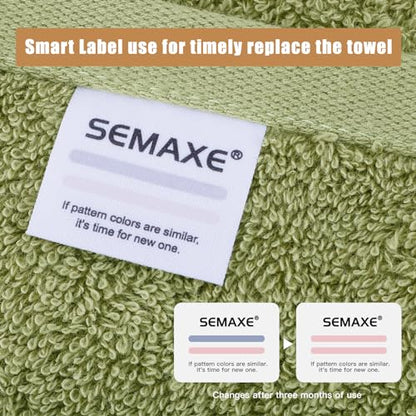 18-Piece Cotton Bath Towel Set with Hanging Loops for Bathroom, Green | Stock-up towel set for family bathrooms, guest baths, multi-bath homes, and wash-day rotation, OEKO-TEX certified, easy care - color: A05: Green
